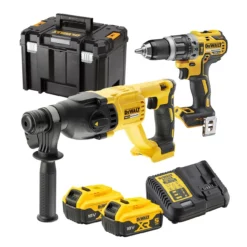 DeWalt DCK2071P2T 18V XR Combi Drill & SDS+ Drill Twin Pack With 2x 5.0Ah Batteries