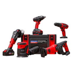 Sealey CP20VCOMBO2 20V Cordless Hammer Drill/Impact Wrench/Angle Grinder/Recipricating Saw Combo Kit