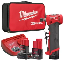 Milwaukee M12 FDGA-422B 12V Fuel Angled Die Grinder With 1x 2.0Ah & 1x 4.0Ah Batteries
