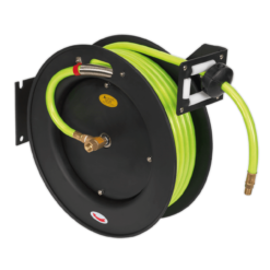 Sealey SA841HV Retractable Air Hose Metal Reel 15m Ø10mm ID High Visibility TPR Hose