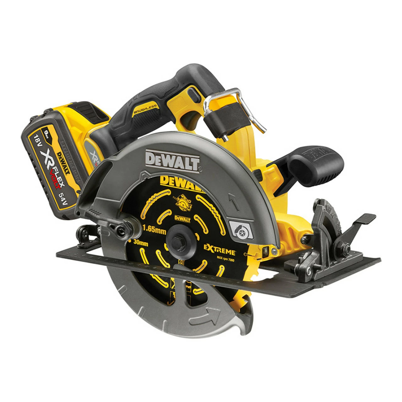 DeWalt DCS578X2-GB 54V XR Flexvolt 190mm Brushless Circular Saw With 2x 9Ah Batteries - Image 2